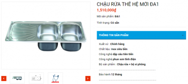 CHẬU RỬA CHÉN 2 HỘC 1 MÁNG INOX 201 TÂN Á ĐẠI THÀNH