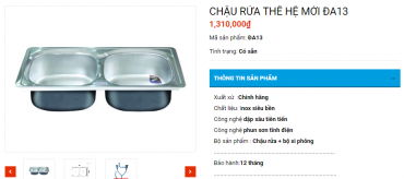 CHẬU RỬA CHÉN 2 HỘC INOX 201 TÂN Á ĐẠI THÀNH