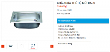 CHẬU RỬA CHÉN 1 HỘC INOX 201 TÂN Á ĐẠI THÀNH